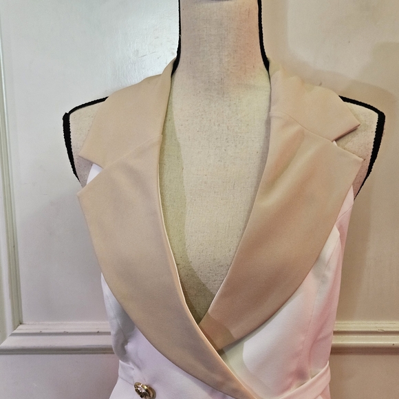 Blithe Beige/White Gold Button Multi-Color Halter Blazer Dress,Large,NWT - Picture 10 of 16